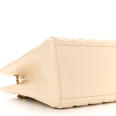 Versace La Medusa Nappa Quilted Beige Leather Large Tote Bag available at Queen Bee of Beverly Hills