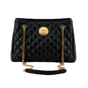 Versace La Medusa Nappa Quilted Black Leather Large Tote Bag available at Queen Bee of Beverly Hills