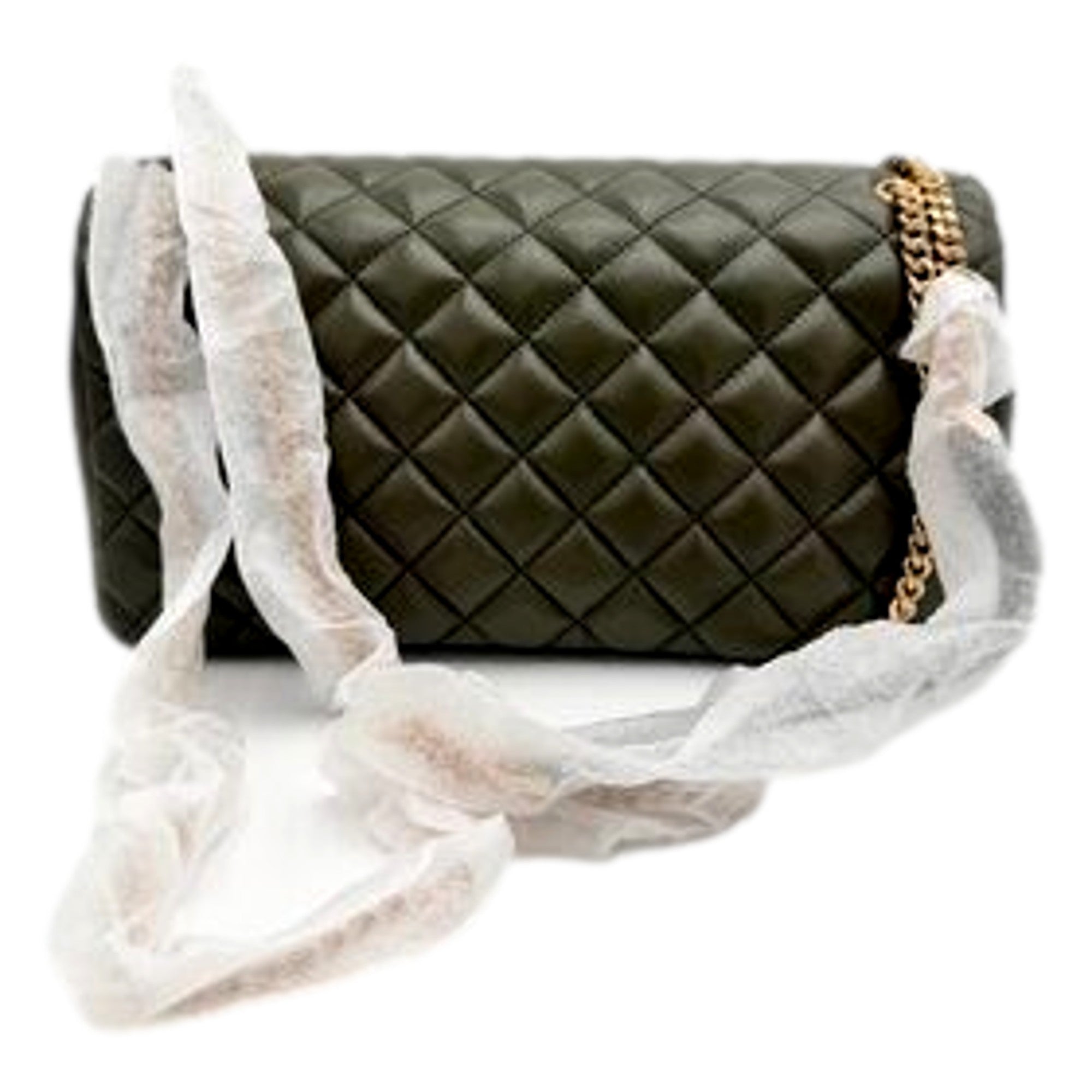 Versace La Medusa Olive Green Quilted Lambskin Chain Strap Crossbody Bag available at Queen Bee of Beverly Hills