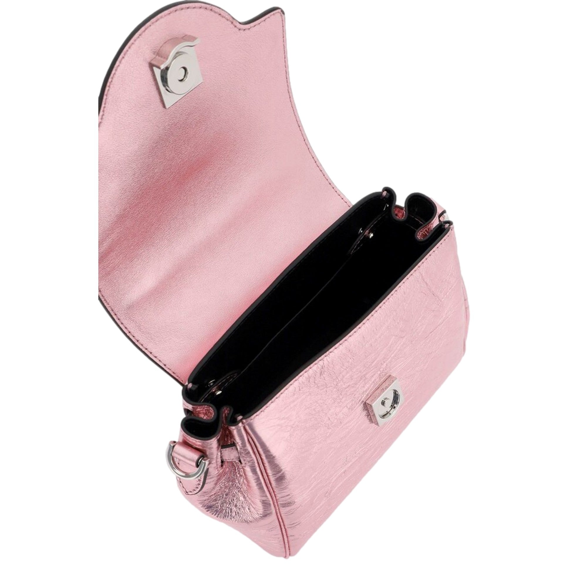 Versace La Medusa Pink Metallic Top-Handle Bag available at Queen Bee of Beverly Hills