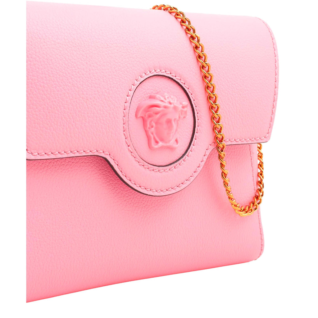 Versace La Medusa Pink Pebbled Calf Leather Mini Envelope Crossbody