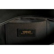 Versace La Medusa Quilted Calfskin Leather Black Crossbody Bag Gold Chain available at Queen Bee of Beverly Hills