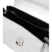 Versace La Medusa Silver Metallic Top Handle Handbag available at Queen Bee of Beverly Hills