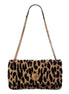 Versace Leopard Print Wool Leather Shoulder Bag Gold Medallion Chain Strap