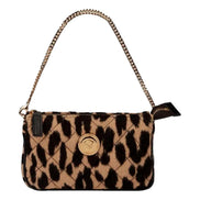 Versace Leopard Print Fur Mini Shoulder Bag Gold Medusa Chain Designer Handbag sold at Queen Bee of Beverly Hills