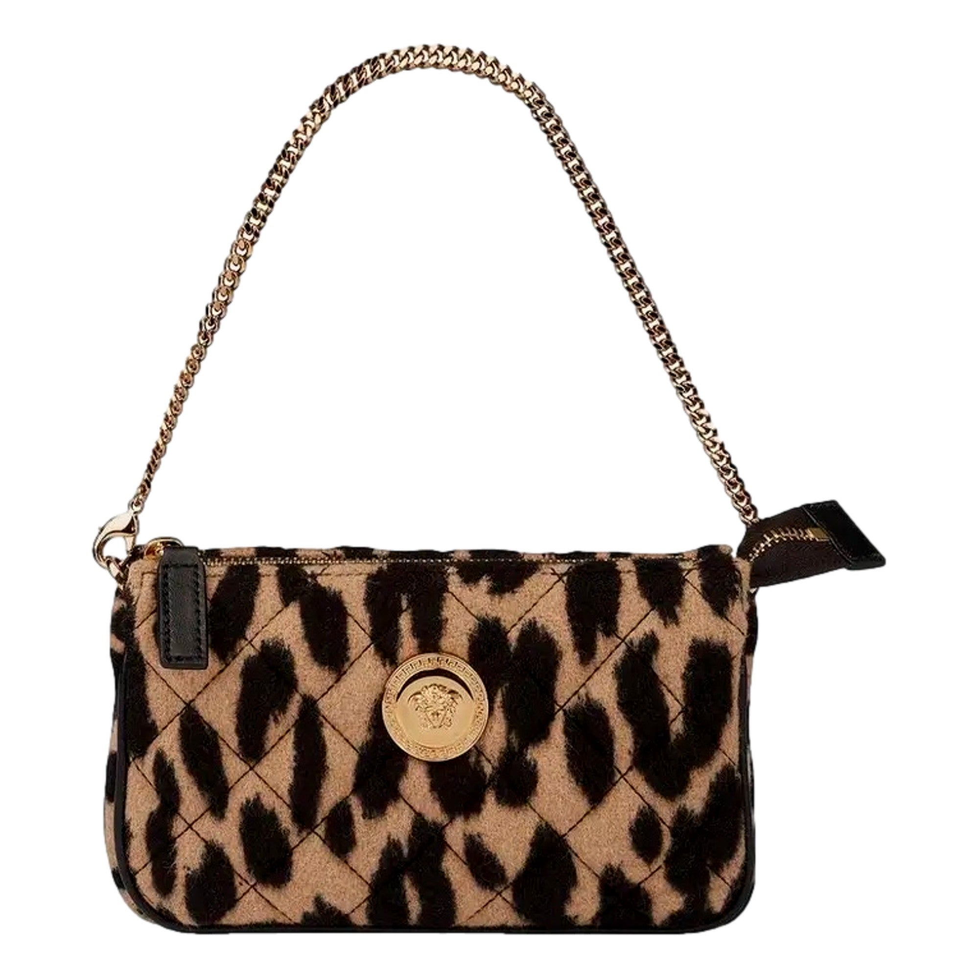 Versace Leopard Print Mini Bag Chain Strap Medusa Logo Designer Handbag