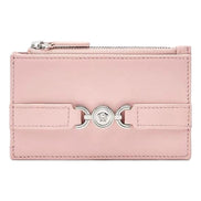 Versace Medusa 95 Dusty Pink Leather Zipper Card Holder Slim Wallet available at Queen Bee of Beverly Hills