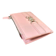 Versace Medusa 95 Dusty Pink Leather Zipper Card Holder Slim Wallet available at Queen Bee of Beverly Hills
