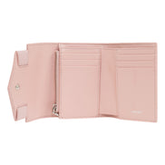 Versace Medusa 95 Dusty Pink Tri Fold Snap Wallet Card Holder available at Queen Bee of Beverly Hills