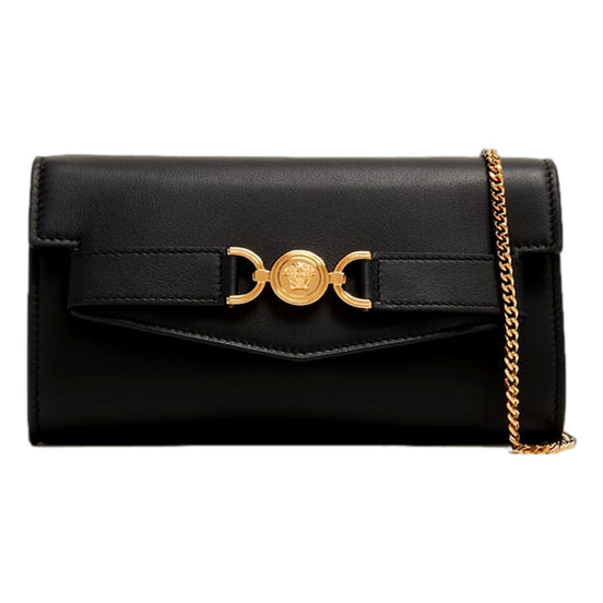 Versace Medusa 95 Small Black Wallet on Chain Crossbody Bag available at Queen Bee of Beverly Hills