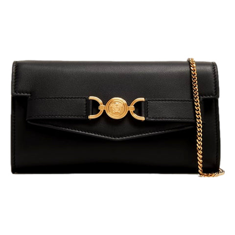 Versace Medusa 95 Small Black Wallet on Chain Crossbody Bag available at Queen Bee of Beverly Hills
