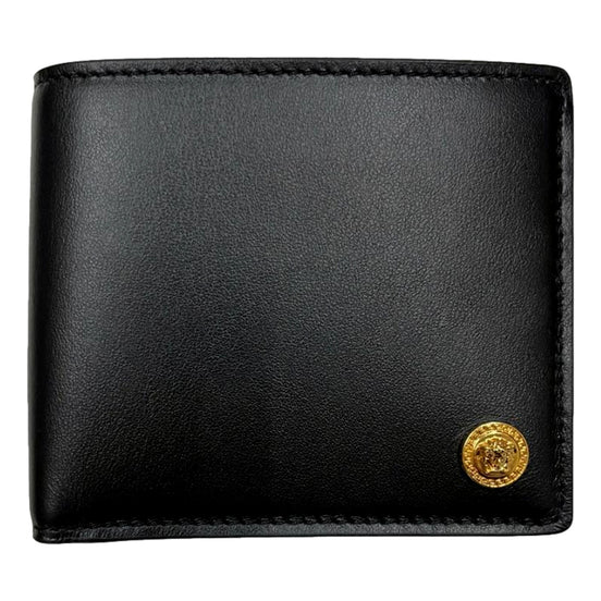 Versace La Medusa Black Calfskin Leather Bifold Wallet