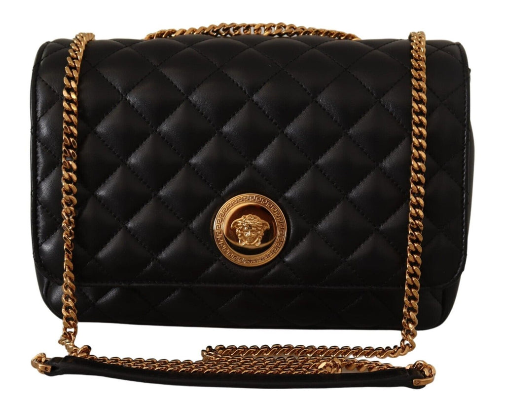 Versace Medusa Nappa Quilted Black Leather Large Shoulder Bag at_Queen_Bee_of_Beverly_Hills