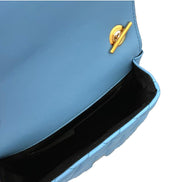 Versace Medusa Nappa Quilted Blue Leather Chain Crossbody available at Queen Bee of Beverly Hills