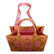 Versace Pastel Pink Signature Print Large Canvas Tote available at Queen Bee of Beverly Hills