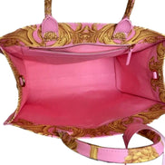Versace Pastel Pink Signature Print Large Canvas Tote available at Queen Bee of Beverly Hills