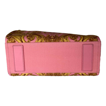 Versace Pastel Pink Signature Print Small Canvas Tote available at Queen Bee of Beverly Hills