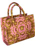 Versace Pastel Pink Signature Print Small Canvas Tote available at Queen Bee of Beverly Hills