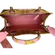 Versace Pastel Pink Signature Print Small Canvas Tote available at Queen Bee of Beverly Hills