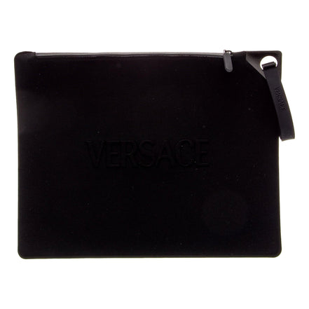 Versace Black Nylon Portfolio Wristlet Pouch - available at Queen Bee of Beverly Hills. 
