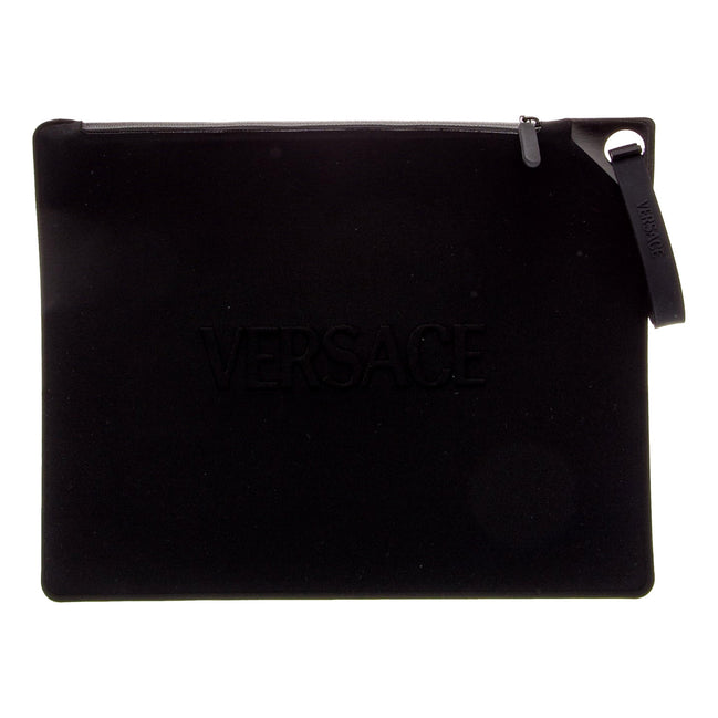Versace Black Nylon Portfolio Wristlet Pouch - available at Queen Bee of Beverly Hills. 