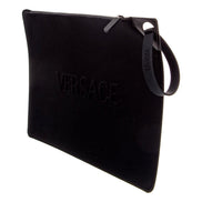 Versace Black Nylon Portfolio Wristlet Pouch - available at Queen Bee of Beverly Hills. 