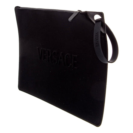 Versace Black Nylon Portfolio Wristlet Pouch - available at Queen Bee of Beverly Hills. 