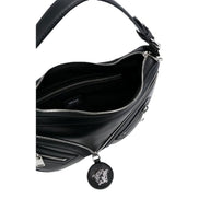 Versace Repeat La Medusa Small Hobo Shoulder Bag Black Calfskin Leather available at Queen Bee of Beverly Hills