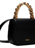 Versace Top Handle Black Mini Vitello Leather Handbag available at Queen Bee of Beverly Hills