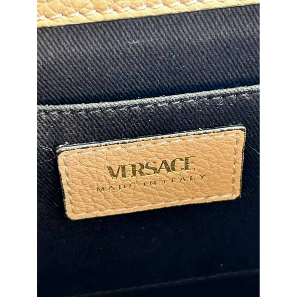 Versace Virtus Black Pebbled Leather Crossbody