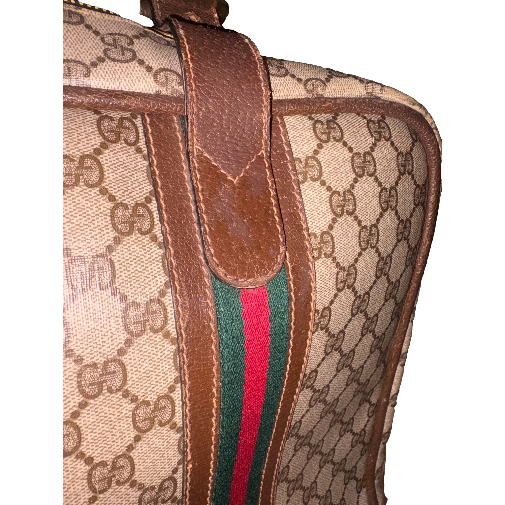 Vintage Gucci Canvas Suitcase sold at Queen Bee of Beverly Hills