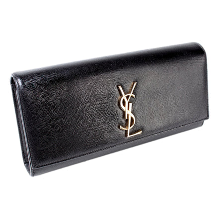 Saint Laurent Cassandre Classic Monogram Black Leather Clutch