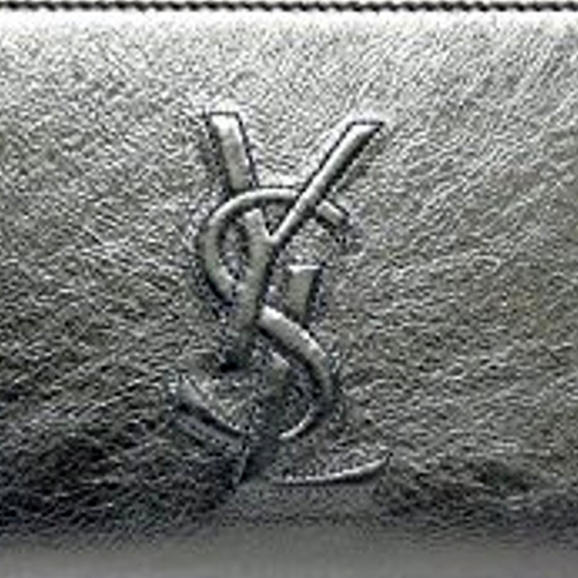 Yves Saint Laurent Wallet YSL Belle du Jour Silver Leather Zip Wallet available at Queen Bee of Beverly Hills