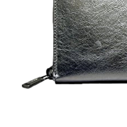 Yves Saint Laurent Wallet YSL Belle du Jour Silver Leather Zip Wallet available at Queen Bee of Beverly Hills