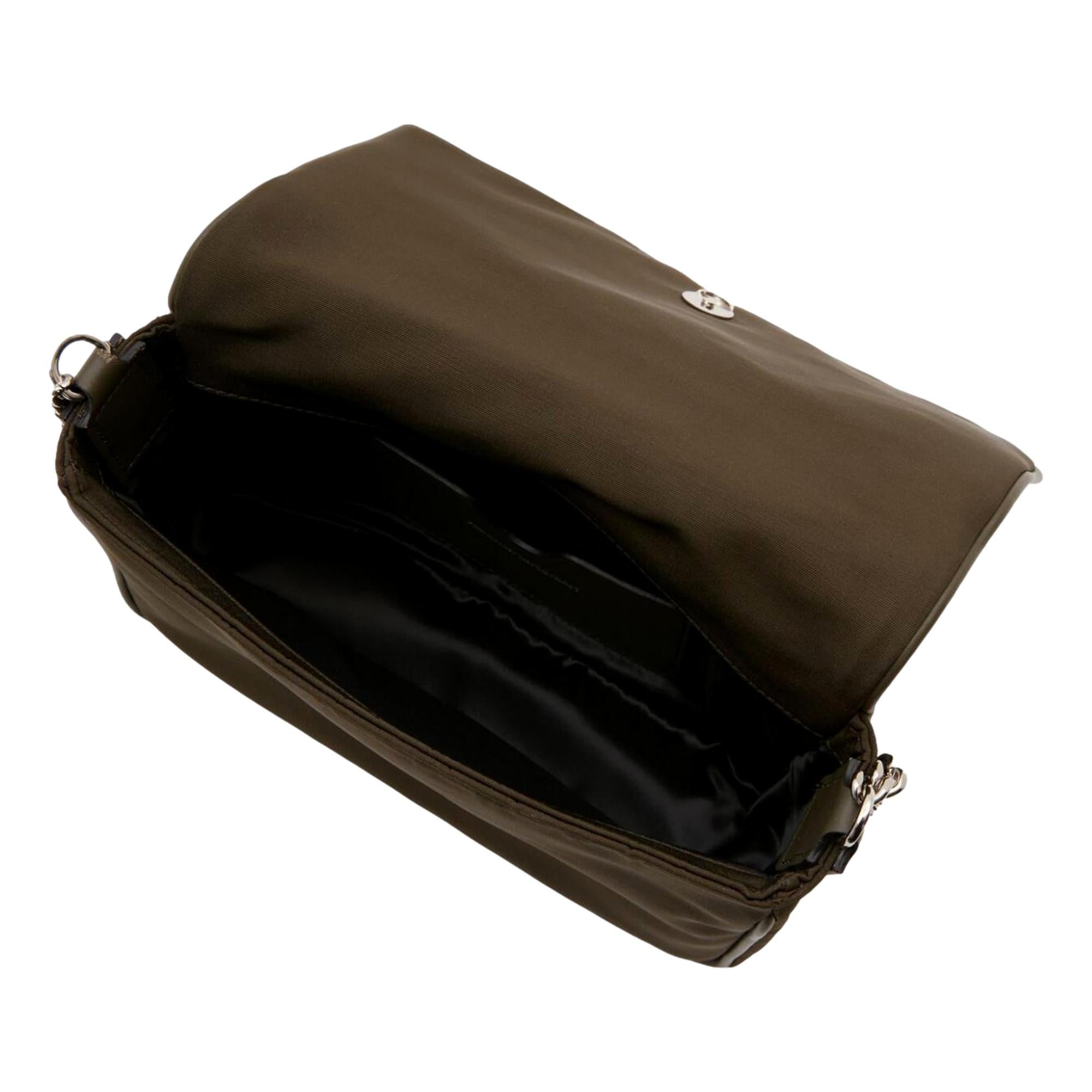 Alexander McQueen Army Green Nylon Graffiti Skull Shoulder Bag available at Queen Bee of Beverly Hills