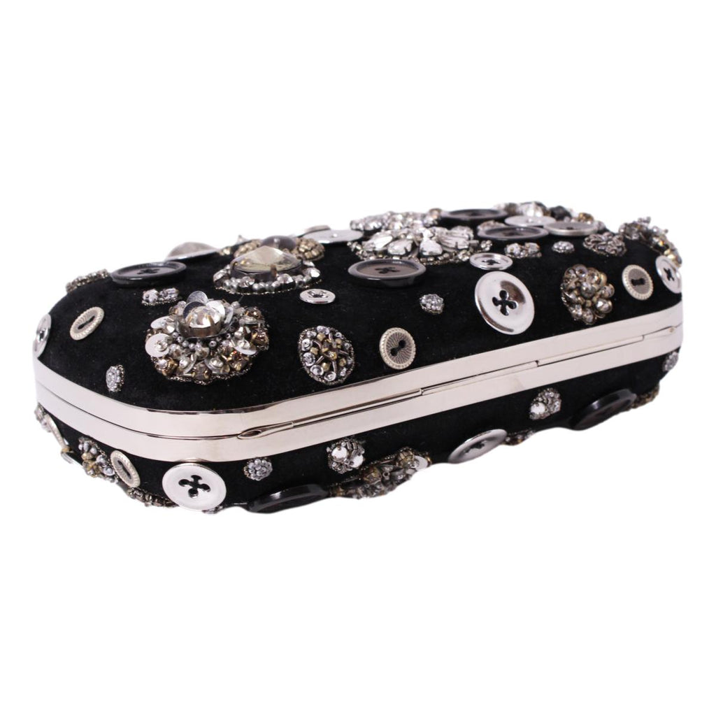 Alexander McQueen Black Embroidered Four Ring Pouch 592606 at_Queen_Bee_of_Beverly_Hills