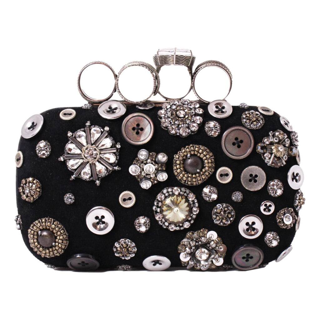 Alexander McQueen crystal-embellishment four-ring Clutch Bag - Farfetch