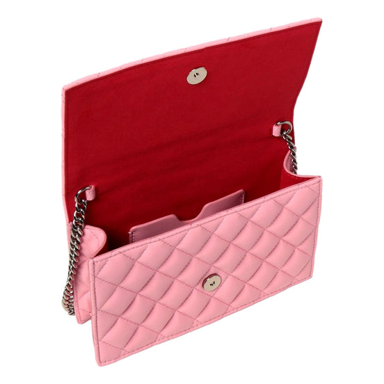Alexander McQueen Pink Quilted Leather Skull Shoulder Bag available at Queen Bee of Beverly Hills