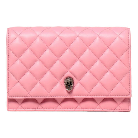 Alexander McQueen Pink Quilted Leather Skull Shoulder Bag available at Queen Bee of Beverly Hills