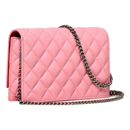 Alexander McQueen Pink Quilted Leather Skull Shoulder Bag available at Queen Bee of Beverly Hills