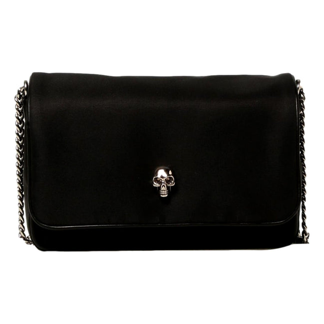 Alexander McQueen Small Black Nylon Skull Shoulder Bag available at Queen Bee of Beverly Hills