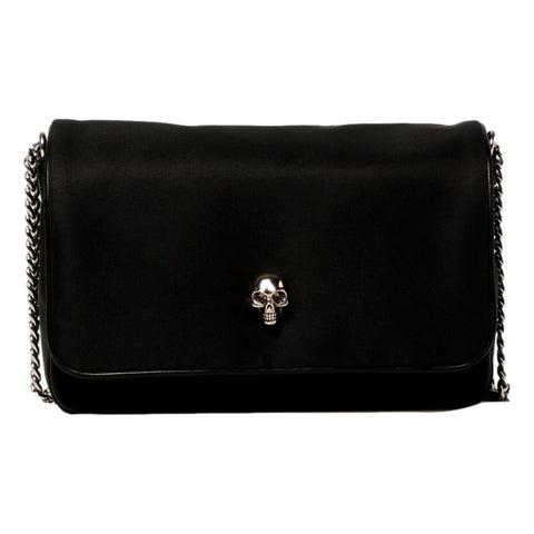 Alexander McQueen Small Black Nylon Skull Shoulder Bag available at Queen Bee of Beverly Hills