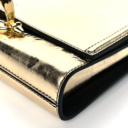 Alexander McQueen Small Story Gold Crash Calf Leather Shoulder Bag available at Queen Bee of Beverly Hills