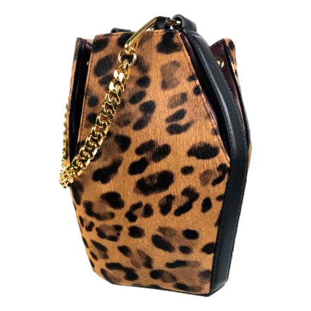 Alexander McQueen The Bucket Bag Leopard Print Pony Hair available at Queen Bee of Beverly Hills