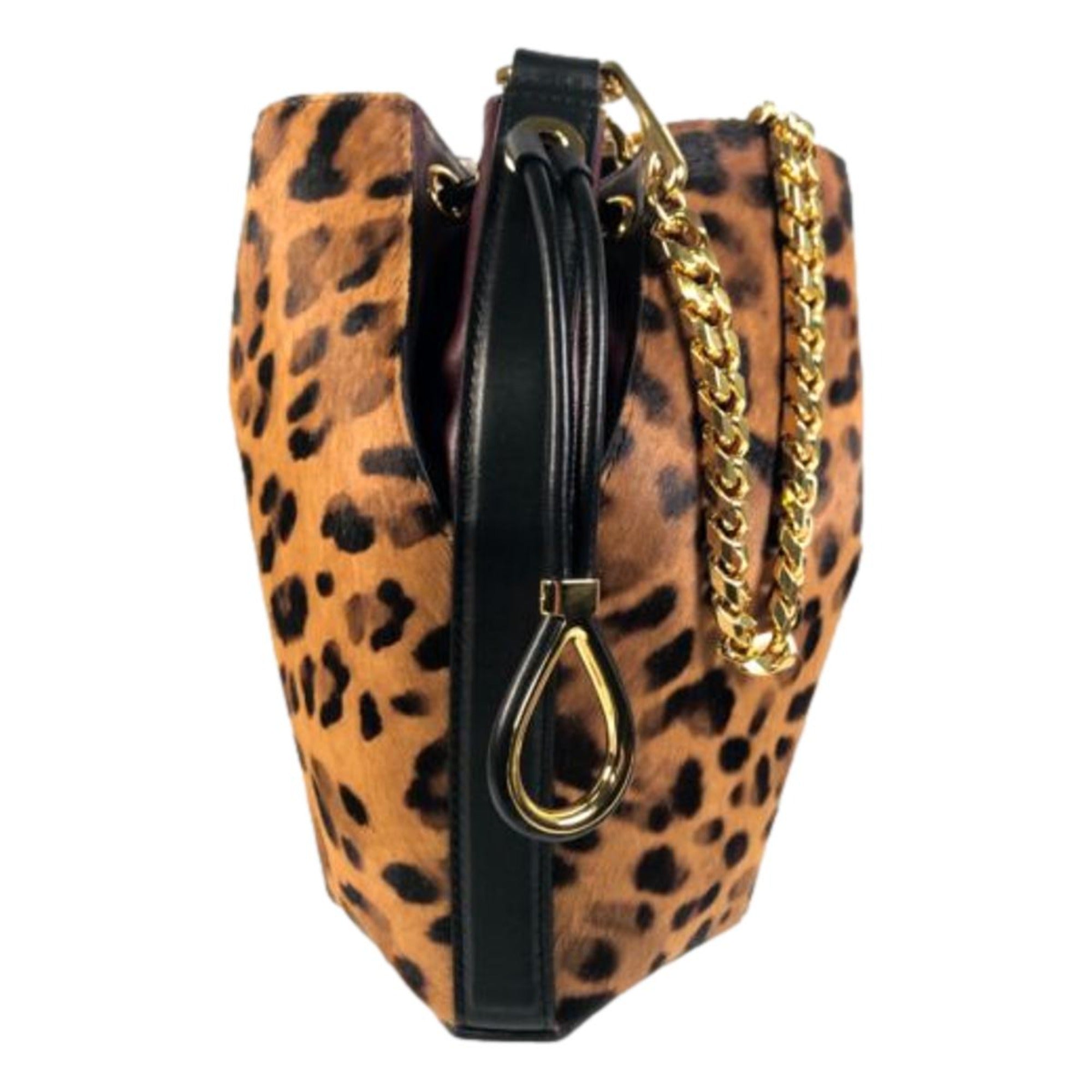 Alexander McQueen The Bucket Bag Leopard Print Pony Hair available at Queen Bee of Beverly Hills