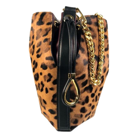 Alexander McQueen The Bucket Bag Leopard Print Pony Hair available at Queen Bee of Beverly Hills