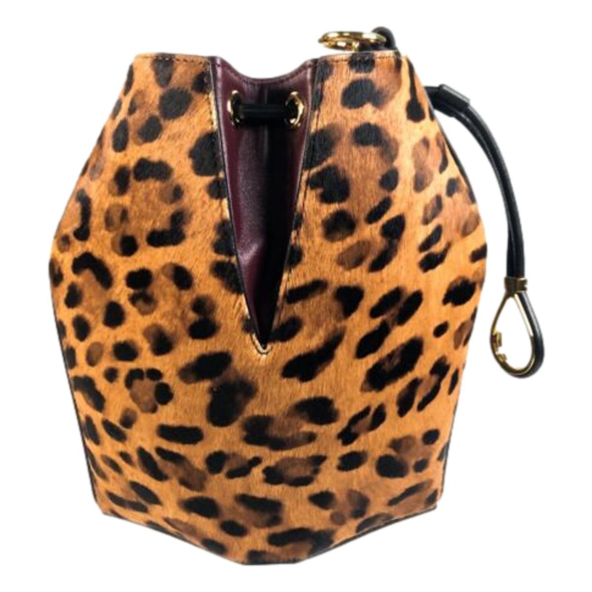Alexander McQueen The Bucket Bag Leopard Print Pony Hair available at Queen Bee of Beverly Hills