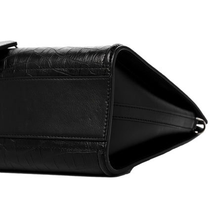 Alexander McQueen The Short Story Black Croc Print Leather Satchel available at Queen Bee of Beverly Hills