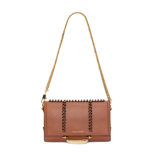 Alexander McQueen The Story Knotted Brown Handbag available at Queen Bee of Beverly Hills