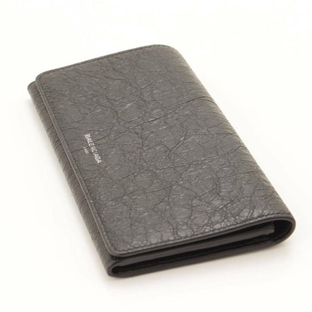 Balenciaga Antracite Grey Arena Leather Long Wallet available at Queen Bee of Beverly Hills